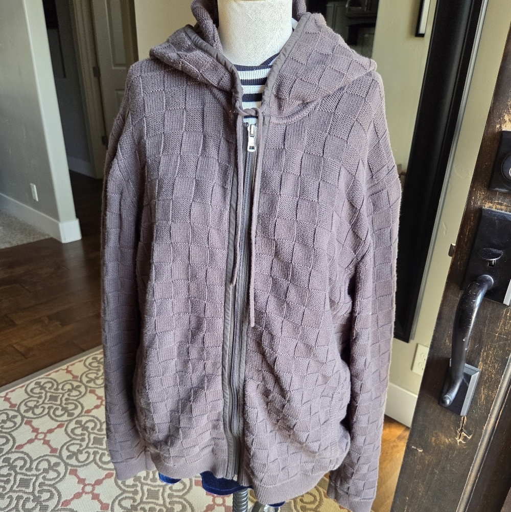 A/X Armani Exchange Men’s Zip Up Textured Brown Hoodie Gray Size XL